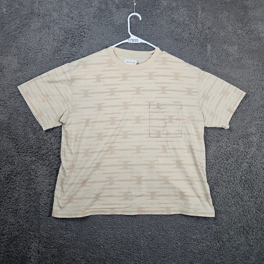 Honor The Gift Mens All Over Print Short Sleeve T-Shirt Beige Graphic L